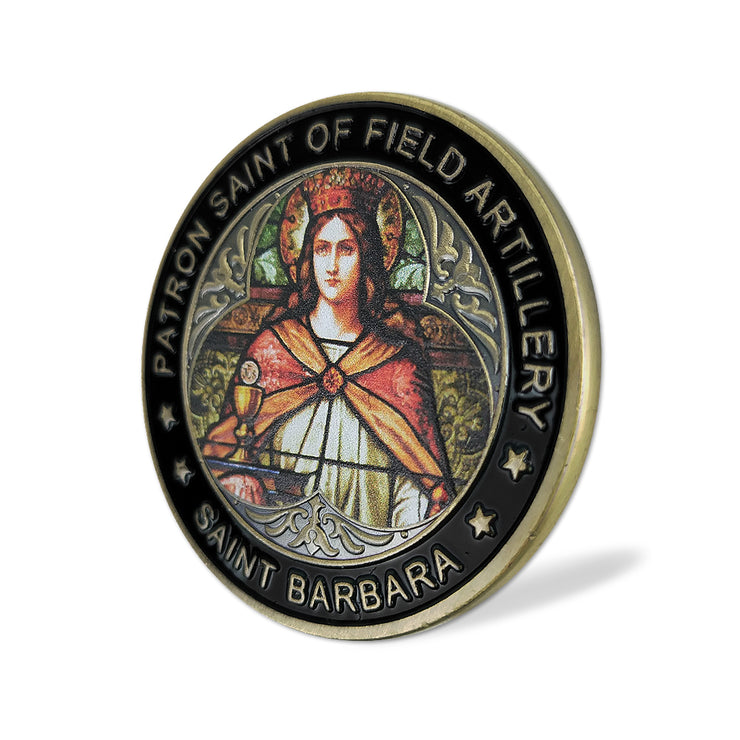 St Barbara Patron Saint of Artillery Oath Prayer Challenge Coin Military Badge