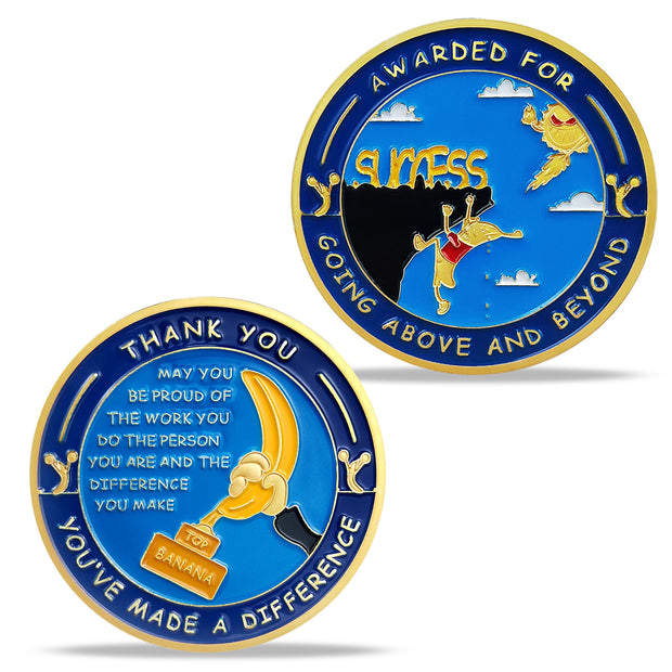 Encouragement Challenge Coin-Employee Appreciation Gifts Inspirational Thank You Coin for Students and Cowokers-Top Banana
