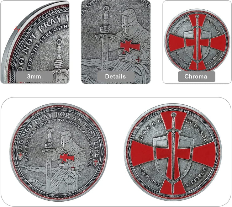 Knight Templar Challenge Coin Red Cross Religious Coin Collection Commemorative Gift