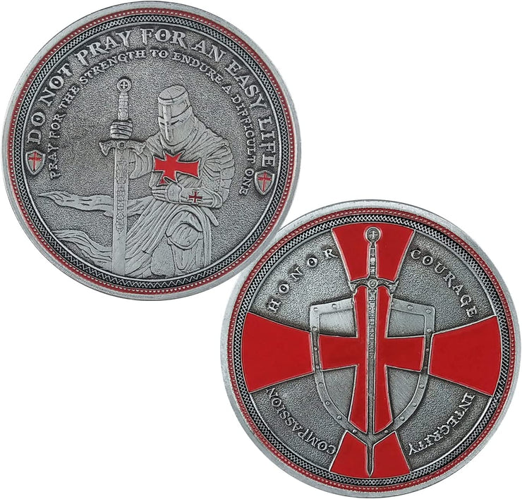 Knight Templar Challenge Coin Red Cross Religious Coin Collection Commemorative Gift