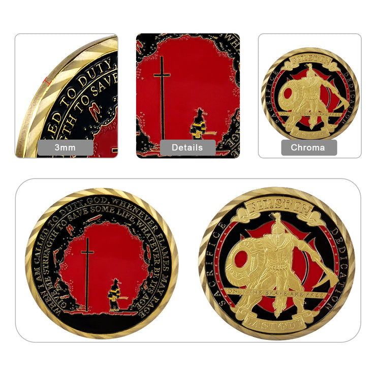 Firefighter Challenge Coin First In Last Out Spartan Warrior