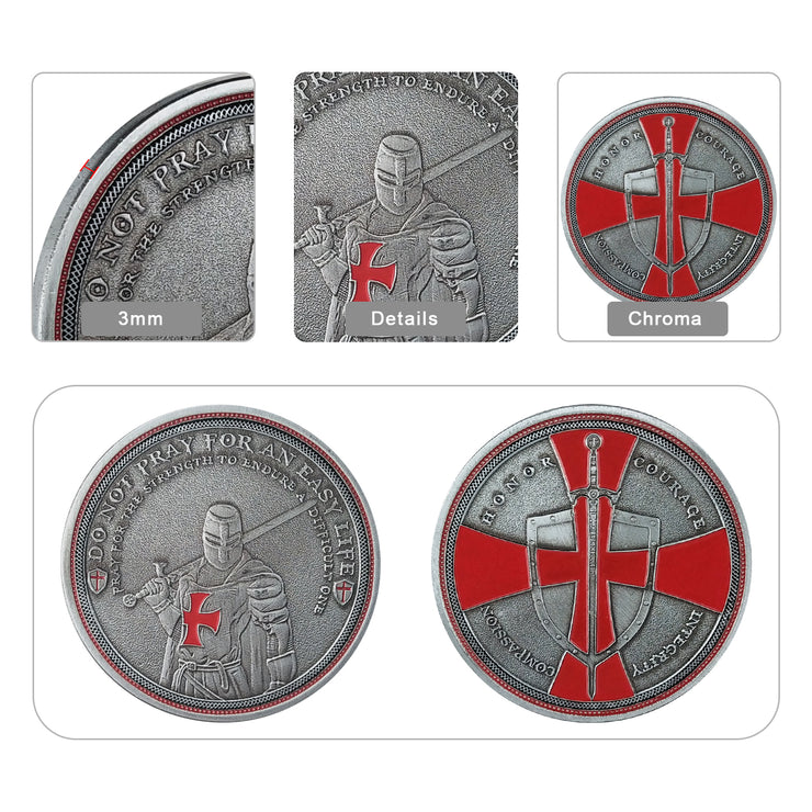 Knight Templar Challenge Coin Red Cross Religious Coin Collection Commemorative Gift