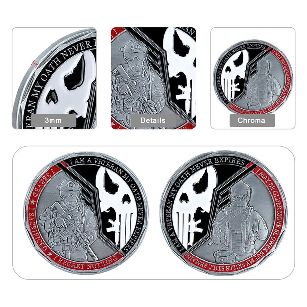 Veterans Oath Challenge Coin Served Never Expired Medallion Gift