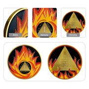 Flames Triangle 1 to 3 Year Recovery Sobriety Coin AA Chip