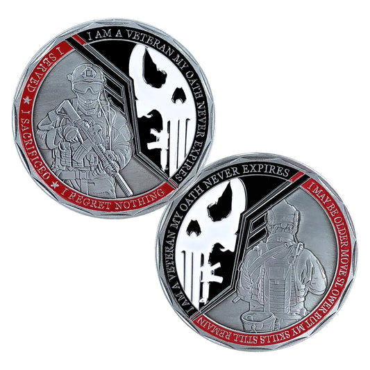 Veterans Oath Challenge Coin Served Never Expired Medallion Gift