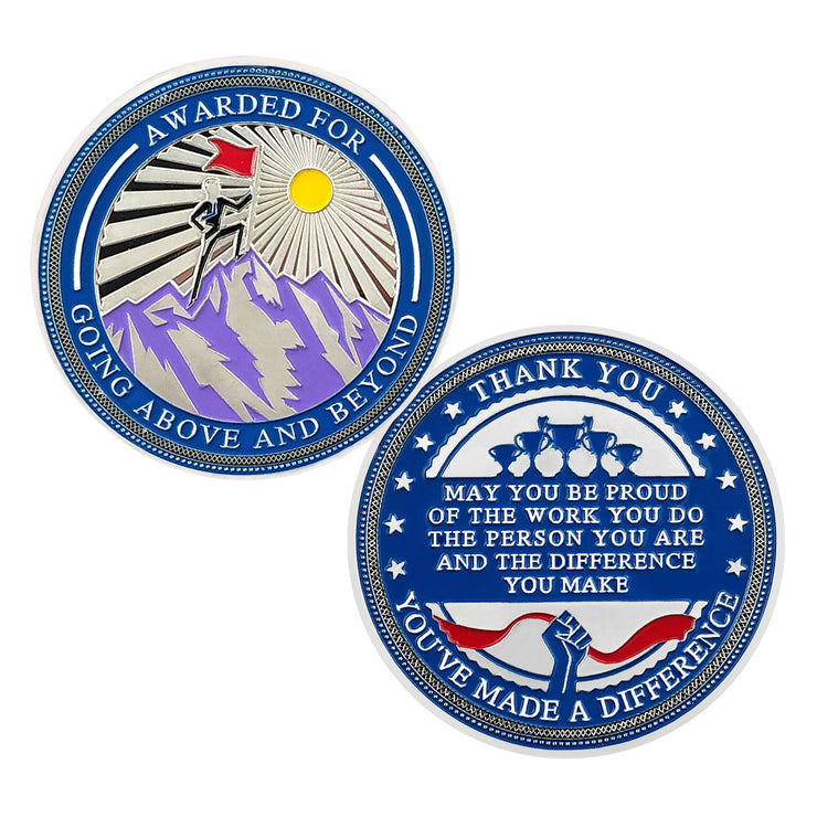 Encouragement Challenge Coin-Employee Appreciation Gifts Inspirational Thank You Coin for Students and Cowokers-Going Above and Beyond