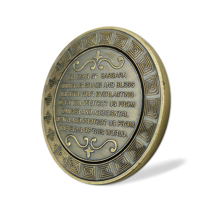 St Barbara Patron Saint of Artillery Oath Prayer Challenge Coin Military Badge