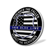 US Police Officer Thin Blue Line Lion Challenge Coin