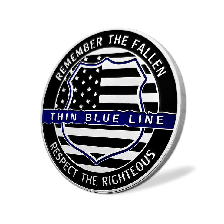 US Police Officer Thin Blue Line Lion Challenge Coin