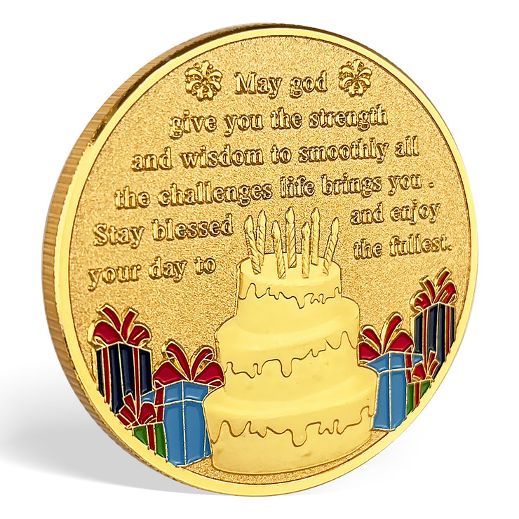 Happy Birthday Coin, Christian Birthday Gifts for Friends for Siblings, Grandson or Granddaughter, Boys & Girls, The girl scatters the flowers