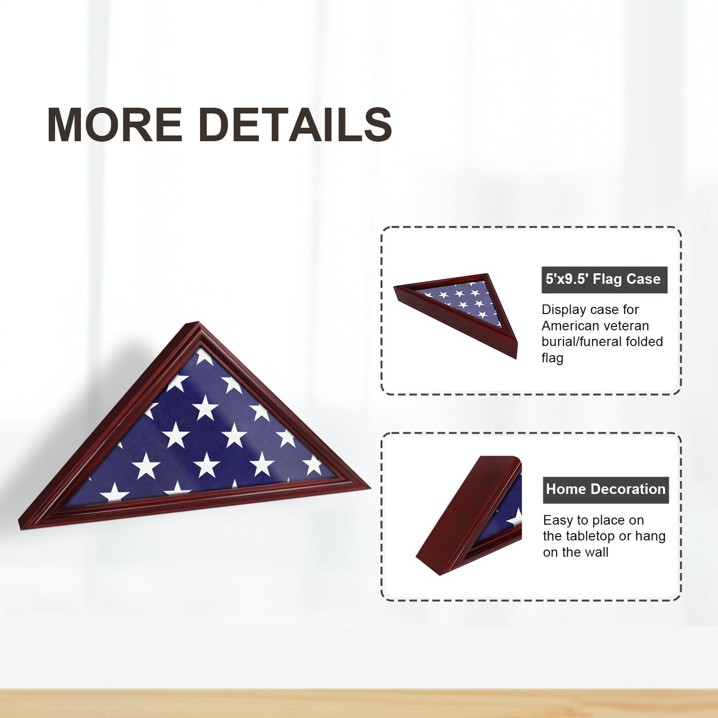 5‘ × 9‘ Memorial Flag Display Cherry Shadow Box
