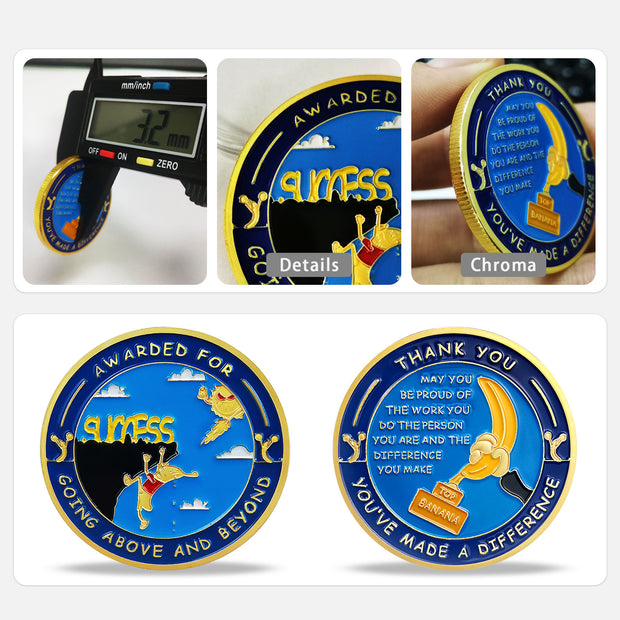 Encouragement Challenge Coin-Employee Appreciation Gifts Inspirational Thank You Coin for Students and Cowokers-Top Banana