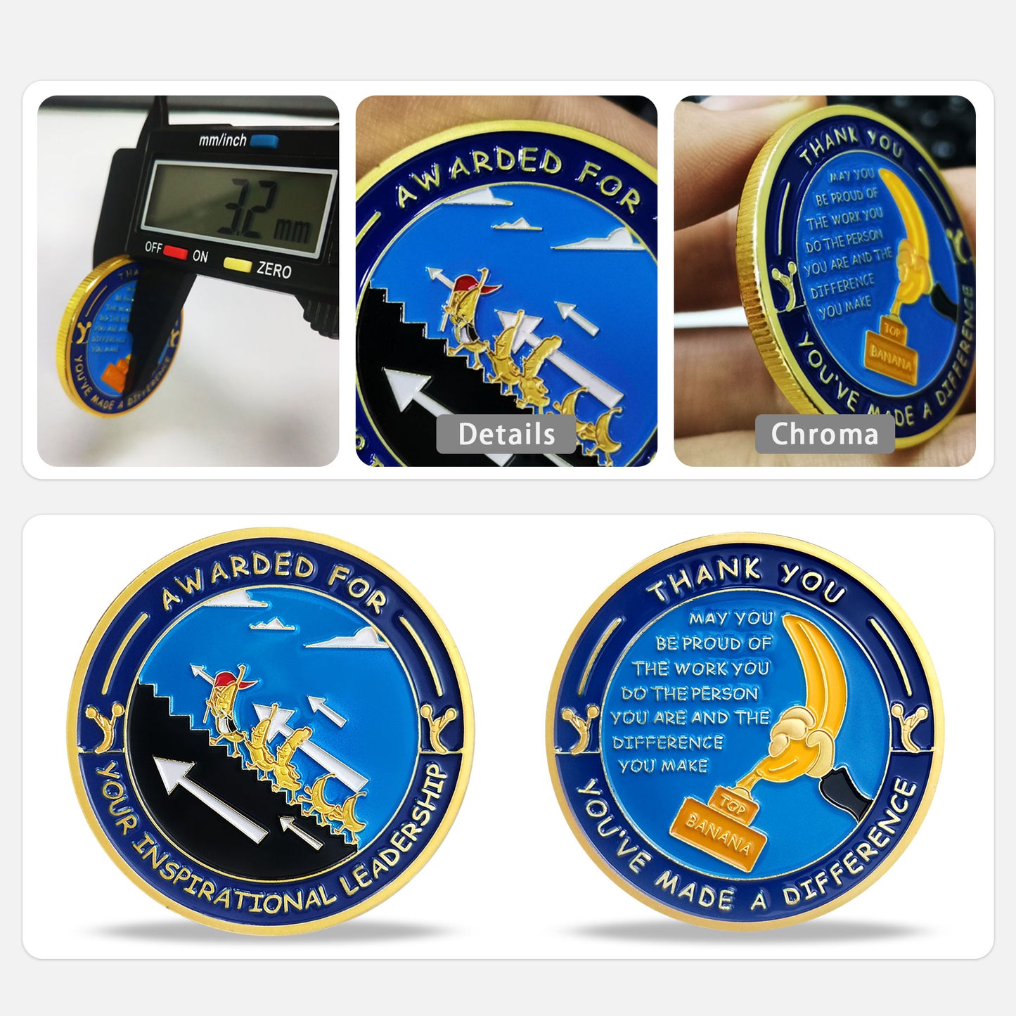 Encouragement Challenge Coin-Employee Appreciation Gifts Inspirational Thank You Coin for Students and Cowokers-Climb Stairs