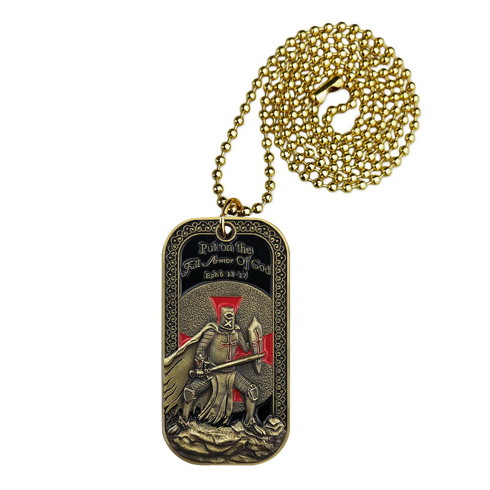 Armor of God Dog Tag Pendant Necklace Ephesians 6:13-17 Prayer Commemorative Gift