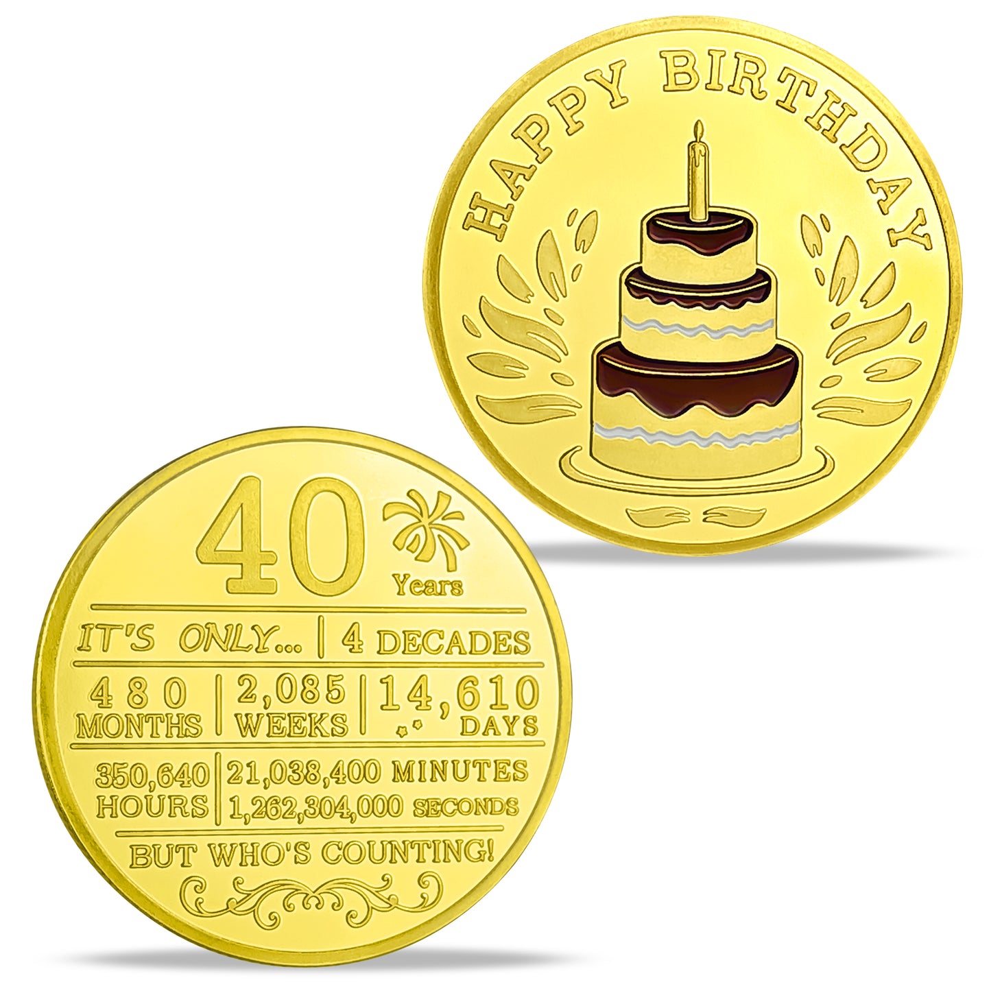 Happy Birthday Coin, Birthday Gifts for Friends 40,50,60 Years,Imitation Gold