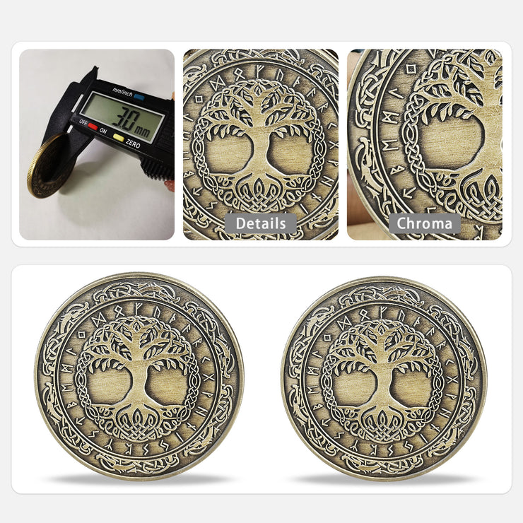 Viking Yggdrasil Tree of Life Coin Nordic Mythology Talisman