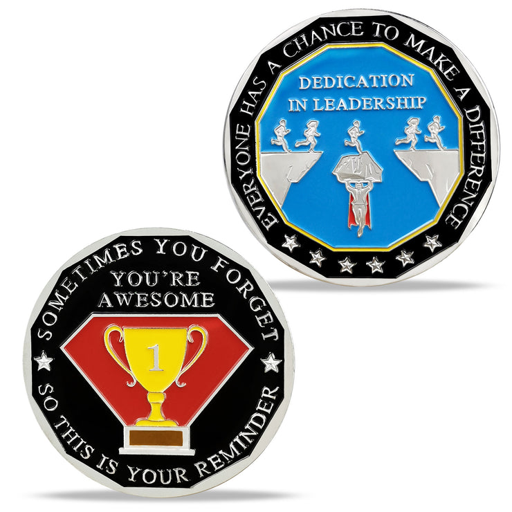 Encouragement Challenge Coin-Employee Appreciation Gifts Inspirational Thank You Coin for Students and Cowokers-Dedication in Leadership