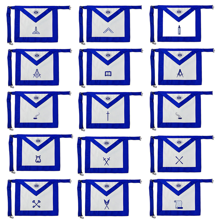 Masonic Blue Lodge 15 Stations Apron Bundle