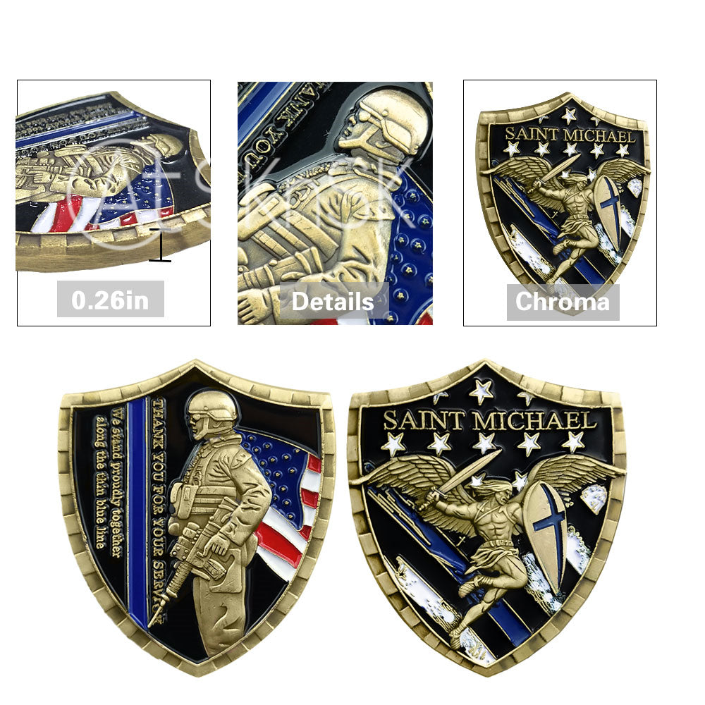 Police A Thin Blue Line Shield Badge Challenge Coin