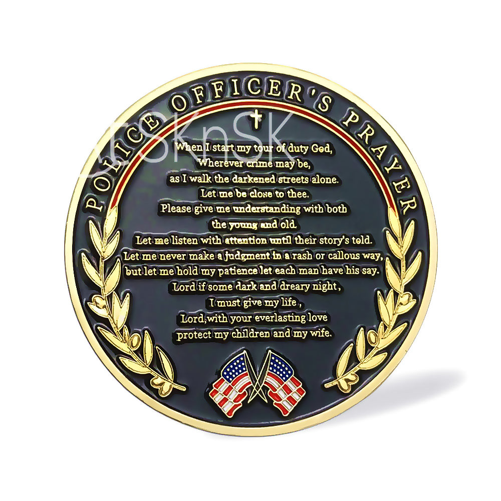 Golden Corss Police Prayer Challenge Coin