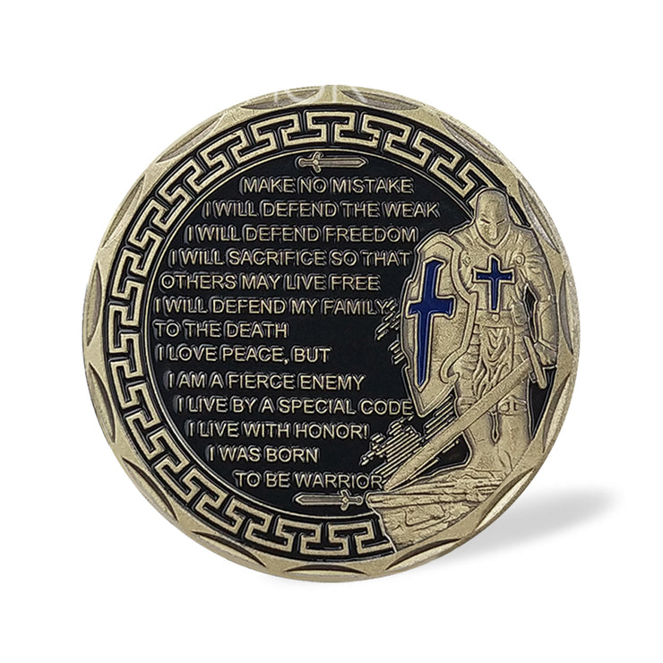 Law Enforcement Prayer Challenge Coin Bronze Crusader Warrior Police Collectible