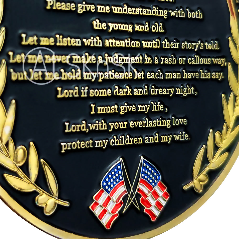 Golden Corss Police Prayer Challenge Coin