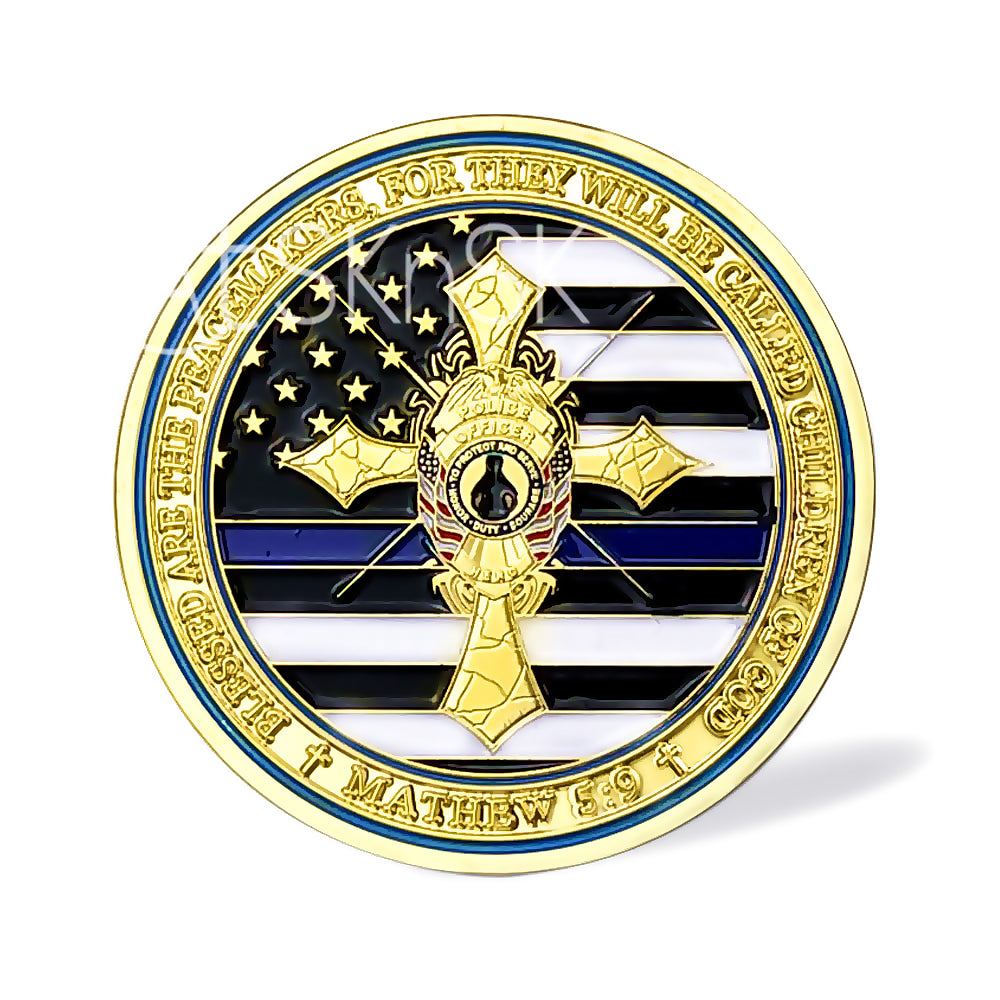 Golden Corss Police Prayer Challenge Coin