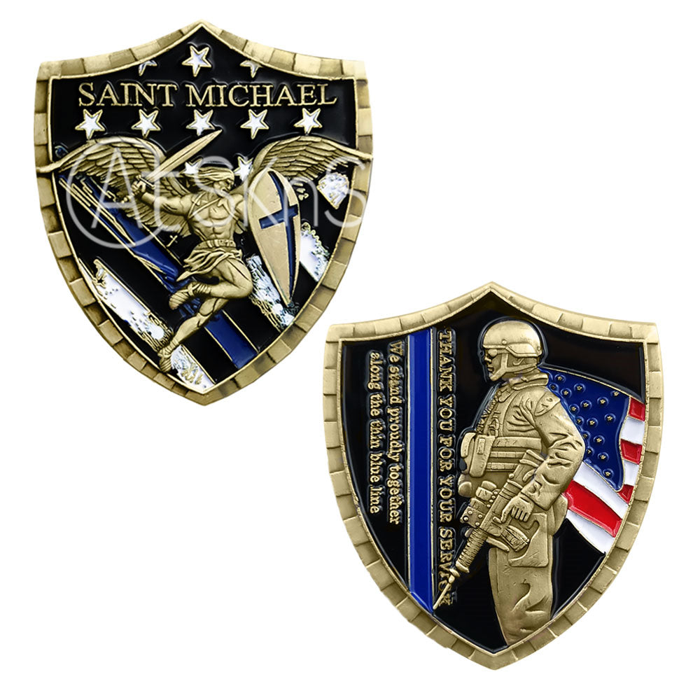 Police A Thin Blue Line Shield Badge Challenge Coin