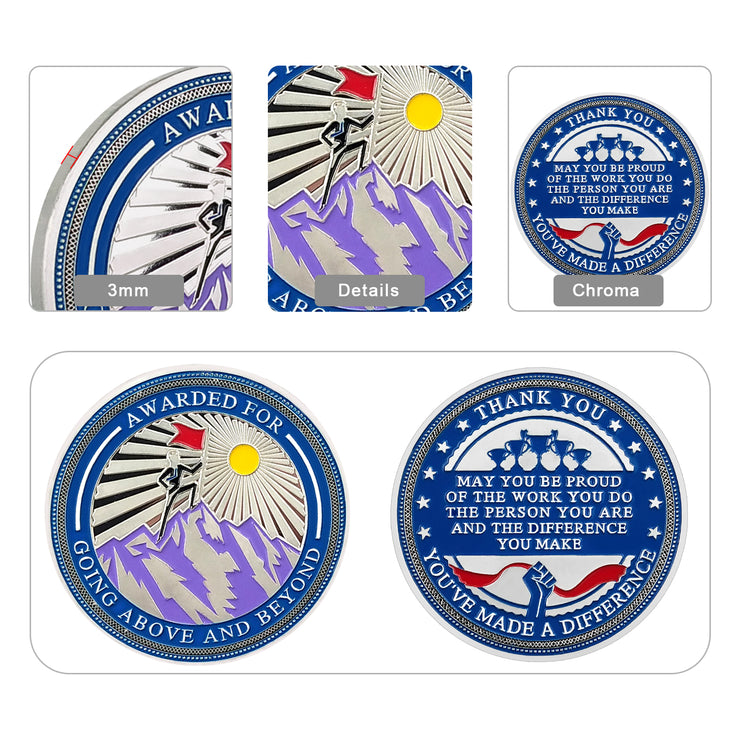 Encouragement Challenge Coin-Employee Appreciation Gifts Inspirational Thank You Coin for Students and Cowokers-Going Above and Beyond