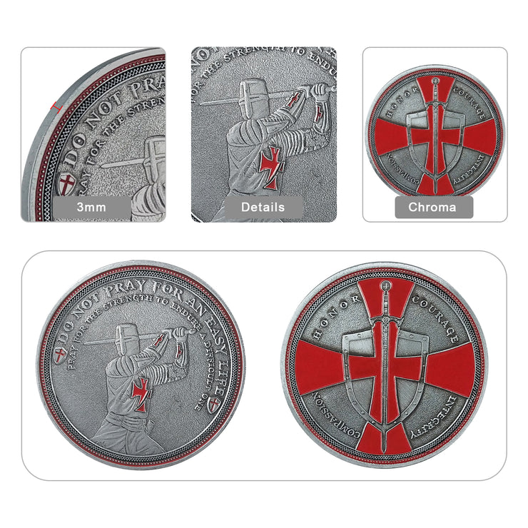 Knight Templar Challenge Coin Red Cross Religious Coin Collection Commemorative Gift