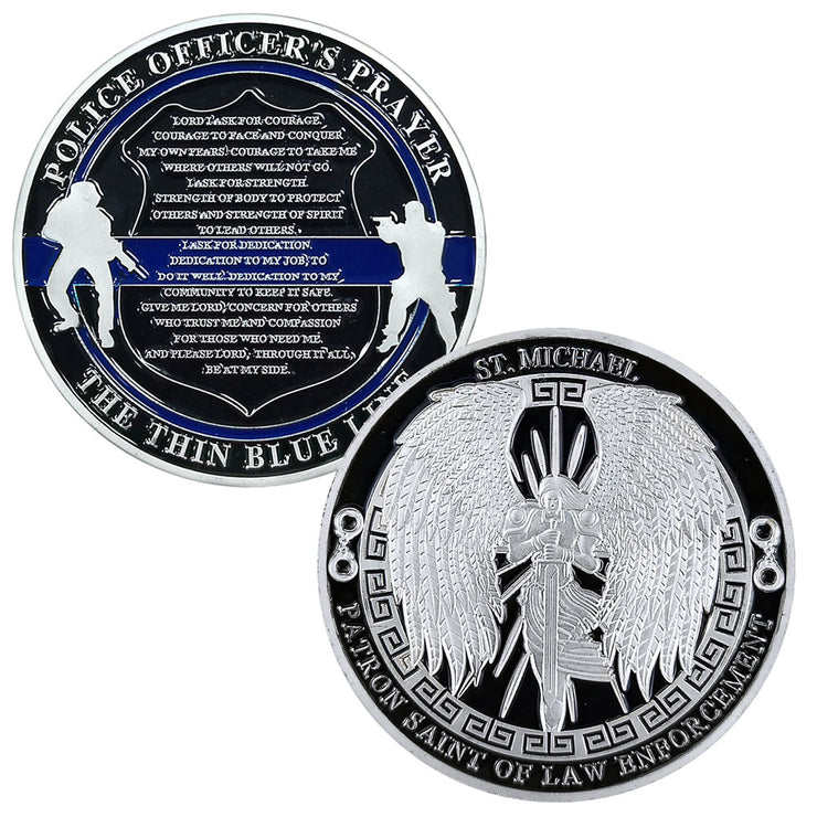 Guardian Angel Police Prayer Challenge Coin Sliver Religious Gift Coin